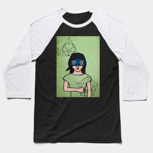 Earth-Inspired Digital Collectible - Character with FemaleMask, BasicEye Color, and GreenSkin on TeePublic Baseball T-Shirt